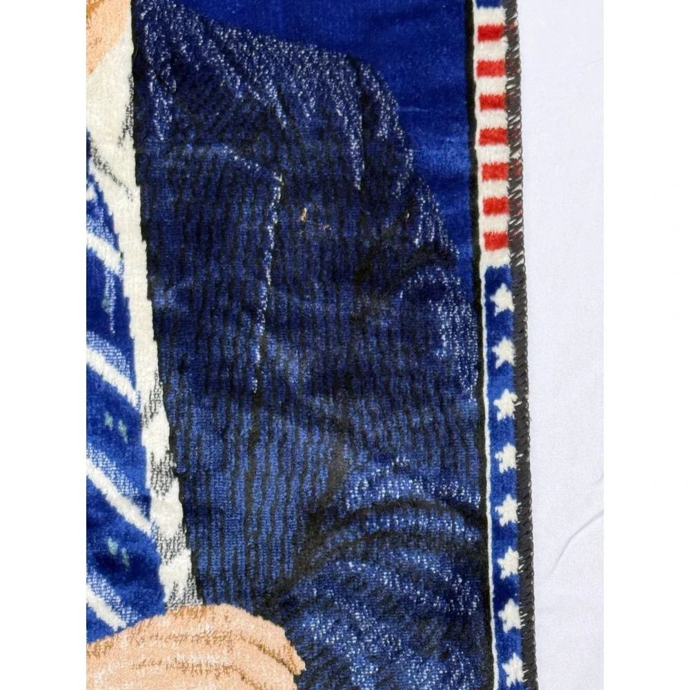 Vintage 1964 JFK Tapestry Wall Hanging Made In Italy 19x38 Patriotic Flag‎
